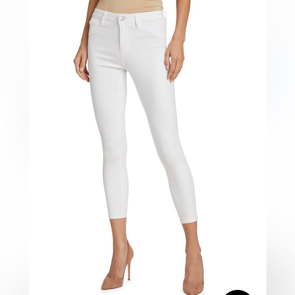 L'agence Margot High-Rise Stretch Skinny Ankle Jeans Blanc Coated Sz 30 New